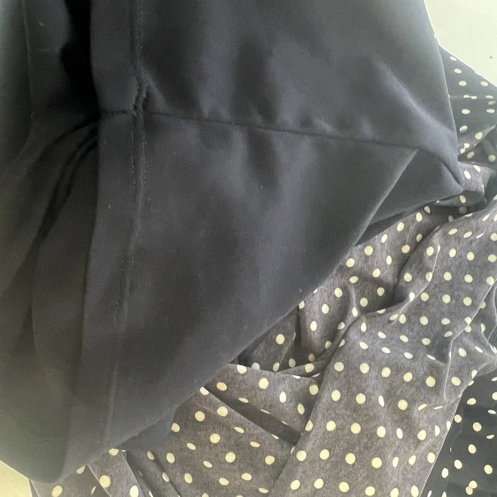 Adrianna Papell Dress Sz 8 Polka Dot‎ Ruched Slimming Blue White Preppy Career